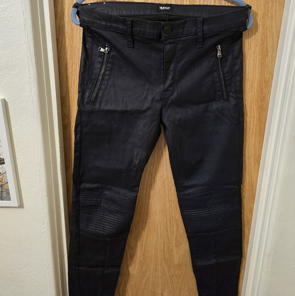 Hudson waxed biker jeans